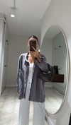Koyu Gri Tek Cepli Oversize Gömlek