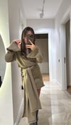 Koyu Vizon Şallı Triko Elbise