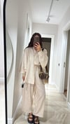 Krem Bağcıklı Şalvar Pantolon
