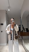 Krem Bordo Çift Cepli Triko Hırka
