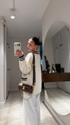 Krem Bordo Çift Cepli Triko Hırka