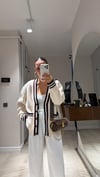 Krem Bordo Çift Cepli Triko Hırka