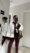Krem Bordo Kendinden Desenli Düğmeli Hırka