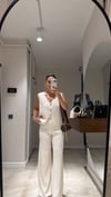Krem Gold Düğmeli Triko Yelek Takım 