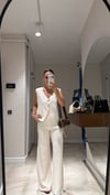 Krem Gold Düğmeli Triko Yelek Takım 