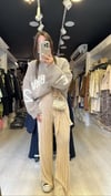 Krem Kendinden Kuşaklı Krinkıl Pantolon Pantolon