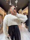 Krem Saç Örgü Model Beli Lastikli Kazak 