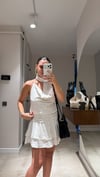 Krem Siyah Puantiyeli Şal Detaylı Bluz