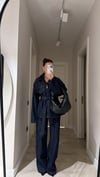 Lacivert Arka Cepli Bol Paça Denim Pantolon