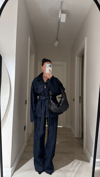 Lacivert Arka Cepli Bol Paça Denim Pantolon