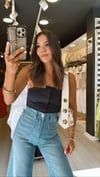 Lacivert Askılı Ön Fermuar Detaylı Bodysuit 