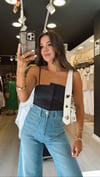 Lacivert Askılı Ön Fermuar Detaylı Bodysuit 