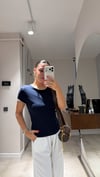Lacivert Bej Brodeli Marka Model Tshirt