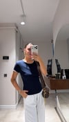 Lacivert Bej Brodeli Marka Model Tshirt