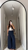 Lacivert Beli Lastikli Pareo Pantolon