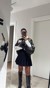 Lacivert Beli Lastikli Pileli Mini Etek