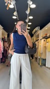Lacivert Beyaz Çift Görünümlü Dilvin Triko Bluz