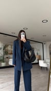 Lacivert Beyaz Çizgili Blazer Ceket 