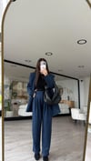 Lacivert Beyaz Çizgili Çift Piliseli Pantolon 