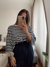 Lacivert Beyaz Çizgili Oversize Tshirt
