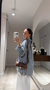 Lacivert Beyaz Çizgili Transparan Oversize Gömlek