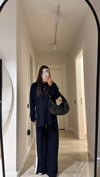 Lacivert Beyaz Şeritli Yırtmaçlı Modal Takım