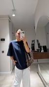 Lacivert Bisiklet Yaka Kısa Kol Tshirt 