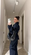 Lacivert Cep Detaylı Kuşaklı Denim Ceket