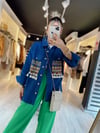 Lacivert Cep Nakışlı Püsküllü Gömlek