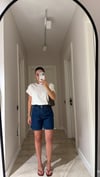 Lacivert Cepli Denim Şort