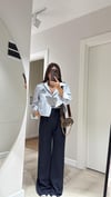 Lacivert Çift Bel Görünümlü Bol Paça Pantolon
