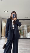 Lacivert Çizgili Astarlı Blazer Ceket 