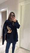 Lacivert Düğmeli Atkılı Oversize Kazak 