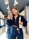 Lacivert Fermuarlı Crop Kazak 