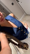 Lacivert Gold Düğme Detaylı Crop Denim Yelek 