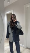 Lacivert Gri Dikiş Detaylı Blazer Ceket 