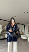 Lacivert Gri Düğmeli Desenli Hırka 