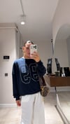 Lacivert Gri Taş İşlemeli Garnili Sweatshirt