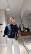 Lacivert Gri Taş İşlemeli Garnili Sweatshirt