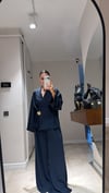 Lacivert Gül Broş Detaylı Pantolon Takım