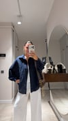 Lacivert İnce Çizgili Düğmeli Gömlek