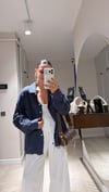 Lacivert Kareli Oversize Gömlek