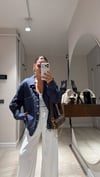 Lacivert Kareli Oversize Gömlek