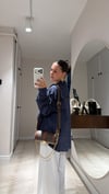 Lacivert Kareli Oversize Gömlek