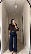 Lacivert Kemerli Bilek Boy Marka Model Jean