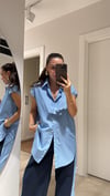 Lacivert Mavi Çizgili Gömlek Yaka Detaylı Sweat