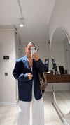 Lacivert Ön Dikiş Detaylı Blazer Ceket 