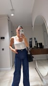 Lacivert Ön dikişli İspanyol Paça Denim Pantolon