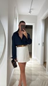 Lacivert Ön Düğmeli Marka Model Keten Gömlek