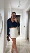 Lacivert Ön Düğmeli Marka Model Keten Gömlek